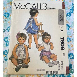 Vintage sewing pattern, McCalls no 7608, 1981 sewing pattern, baby top & panties